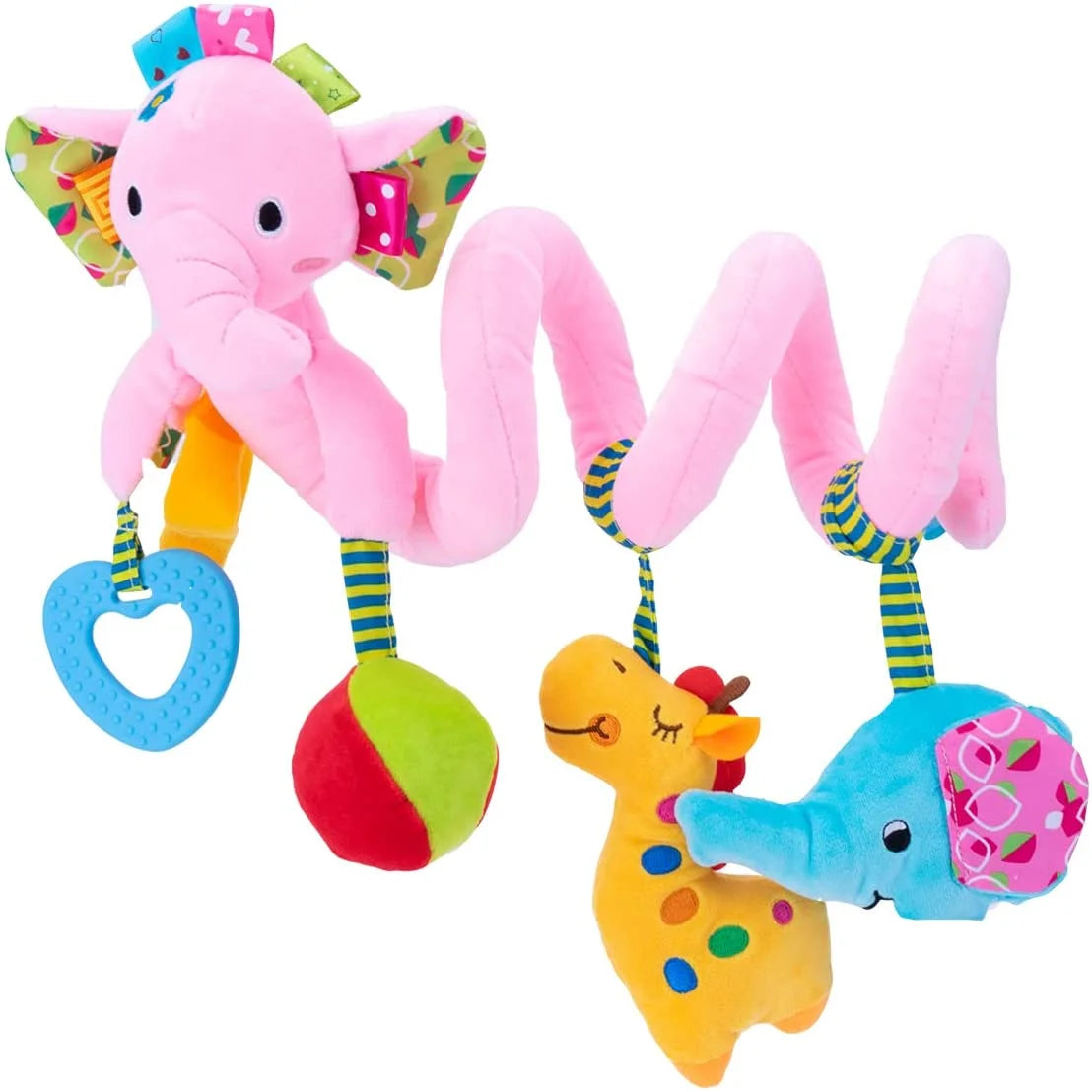 Pink Elephant Hanging Plush Rattles Crib Toy J606