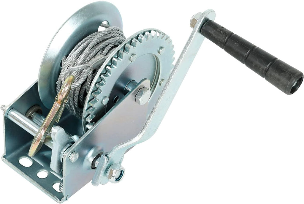 3200lbs Hand Crank Gear Winch Polyester Strap Pack of 2 A88253