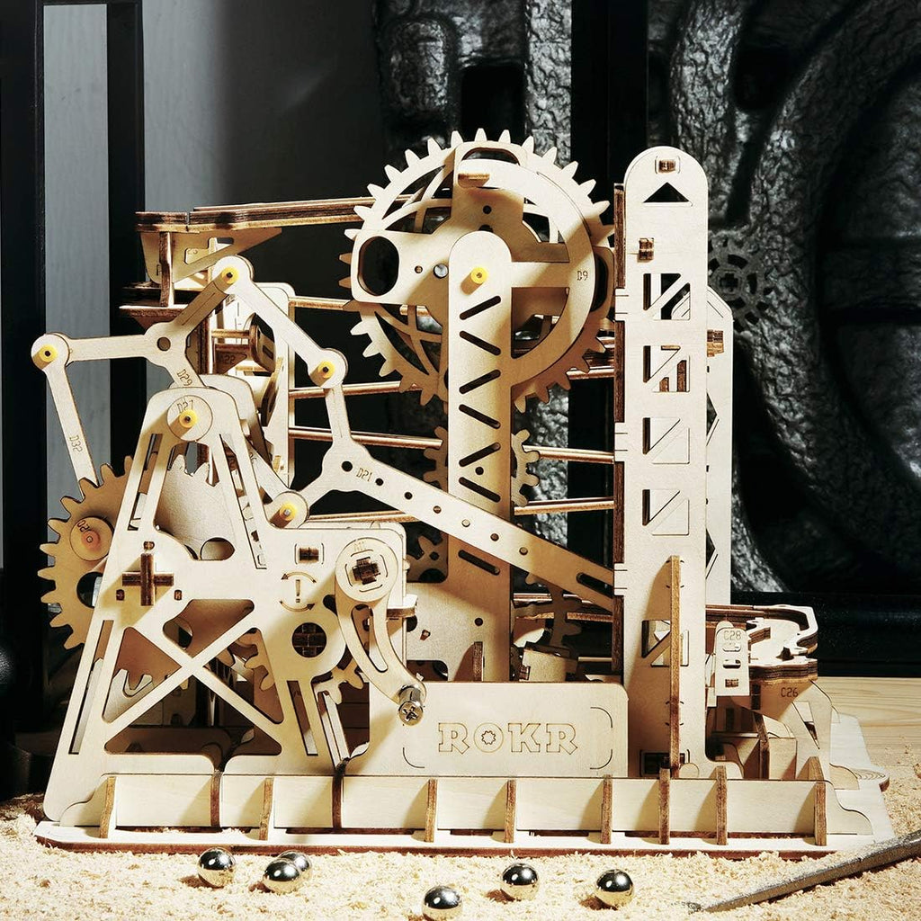 3D Wooden Puzzle Mechanical Gears Marble Run Model Kit E633