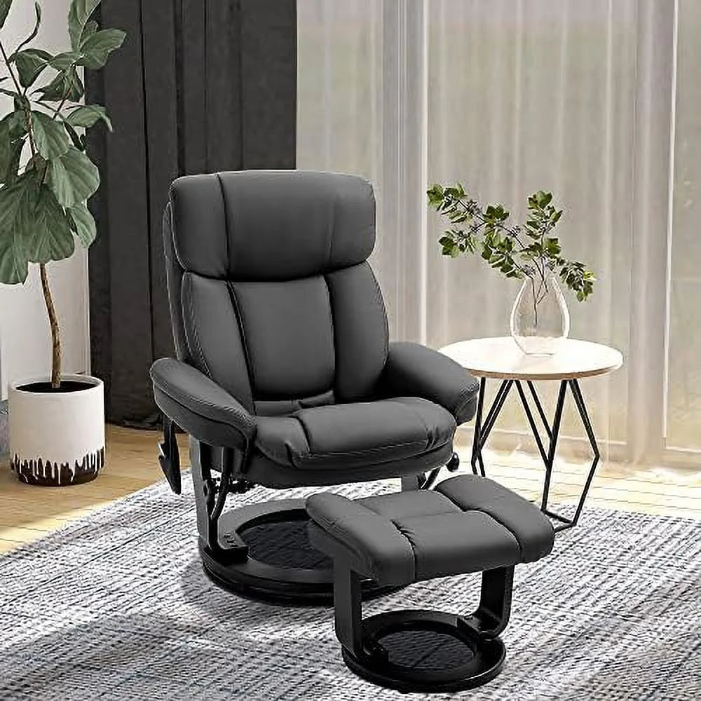 Brown PU Leather Massage Recliner Chair with Ottoman Z655936