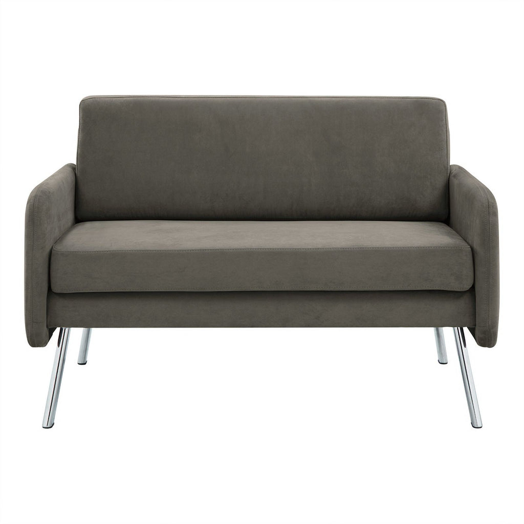 Charcoal Fabric Lounge Loveseat with Chrome Legs Y6629