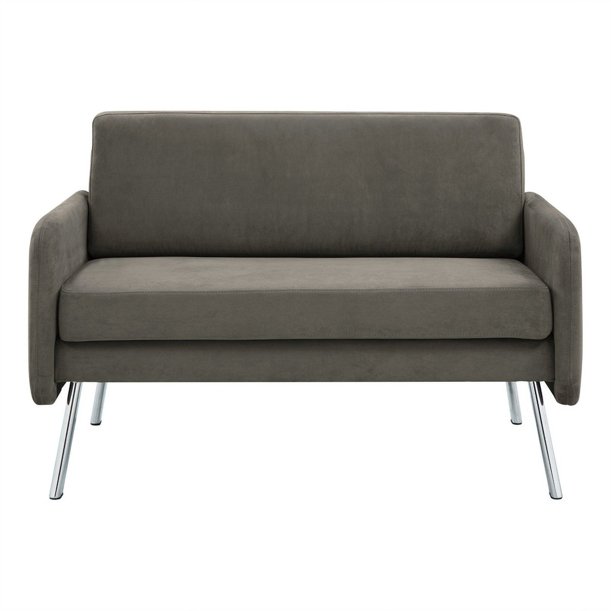 Charcoal Fabric Lounge Loveseat with Chrome Legs Y6629