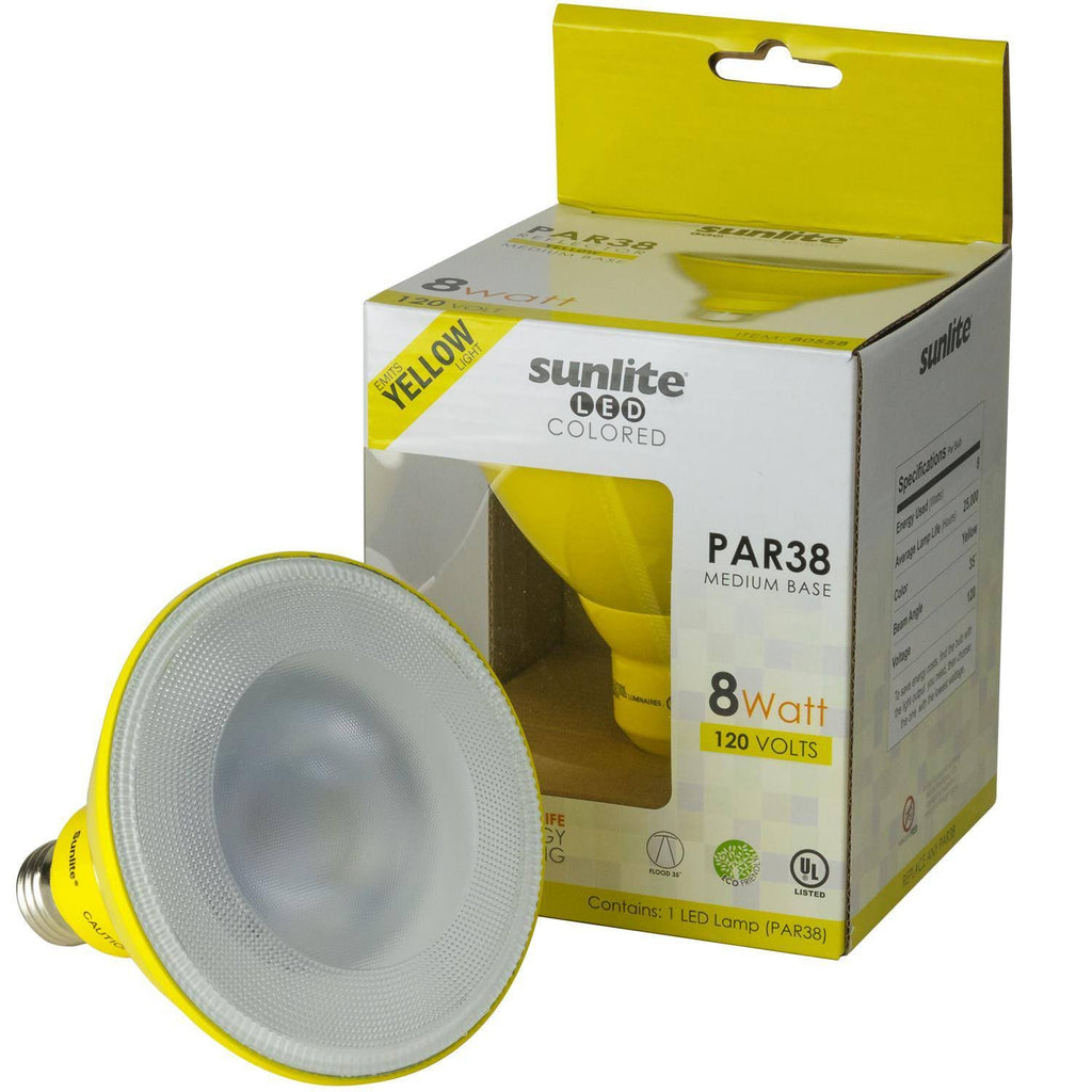 Yellow PAR38 LED Floodlight Bulb, 8W, E26 Base, Wet Location B481935