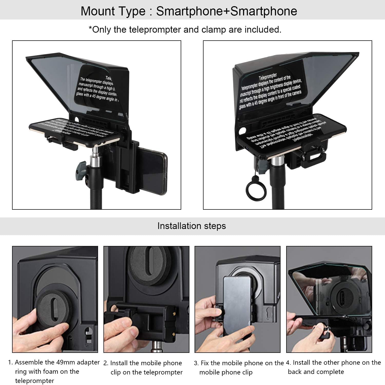 Adjustable Teleprompter with HD Glass & Remote Q704
