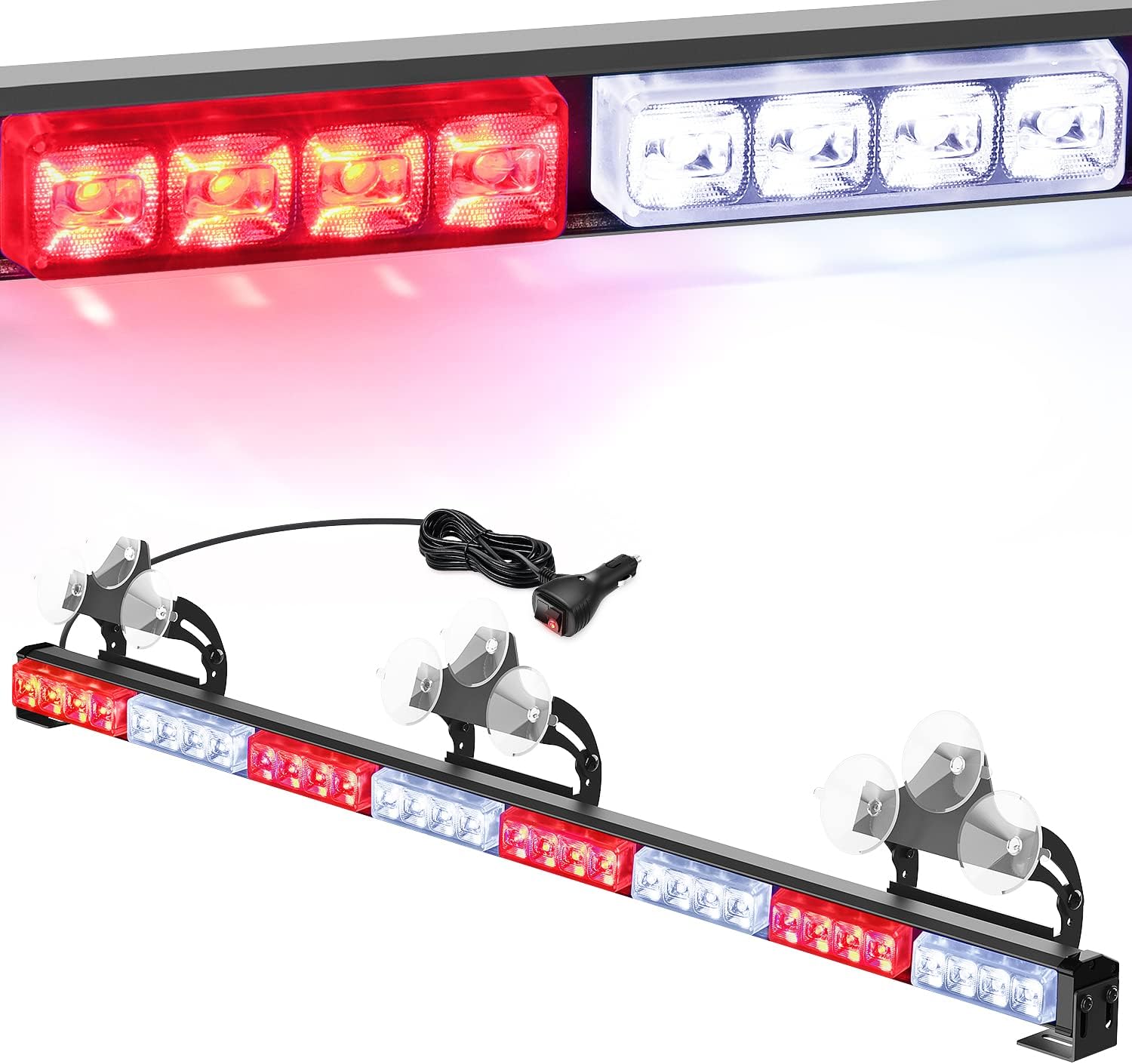 35Inch 32LED Traffic Advisor Strobe Light Bar with Cigar Lighter X361039