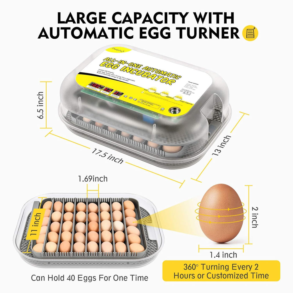 40 Egg Automatic Egg Incubator with LED Candler Y174