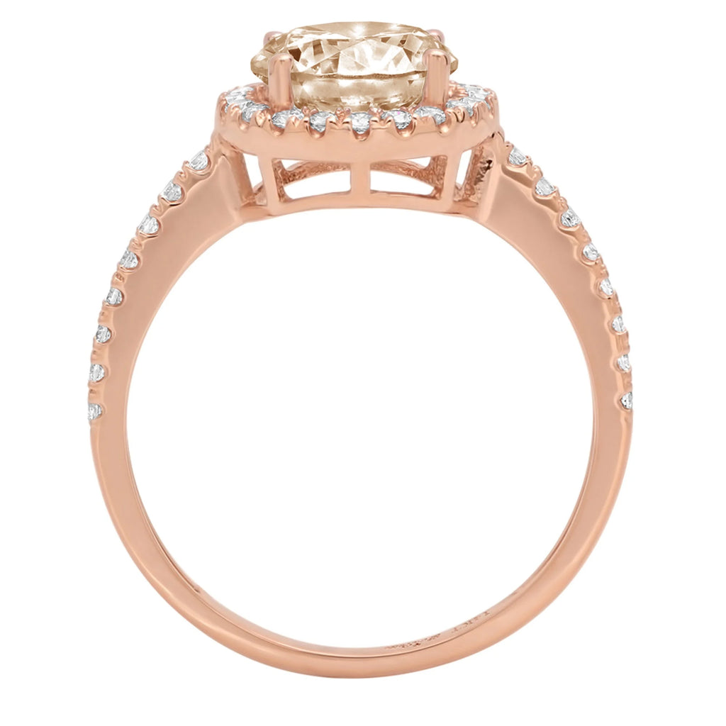 Champagne Simulated Diamond Halo Ring Size 10.75 A625455
