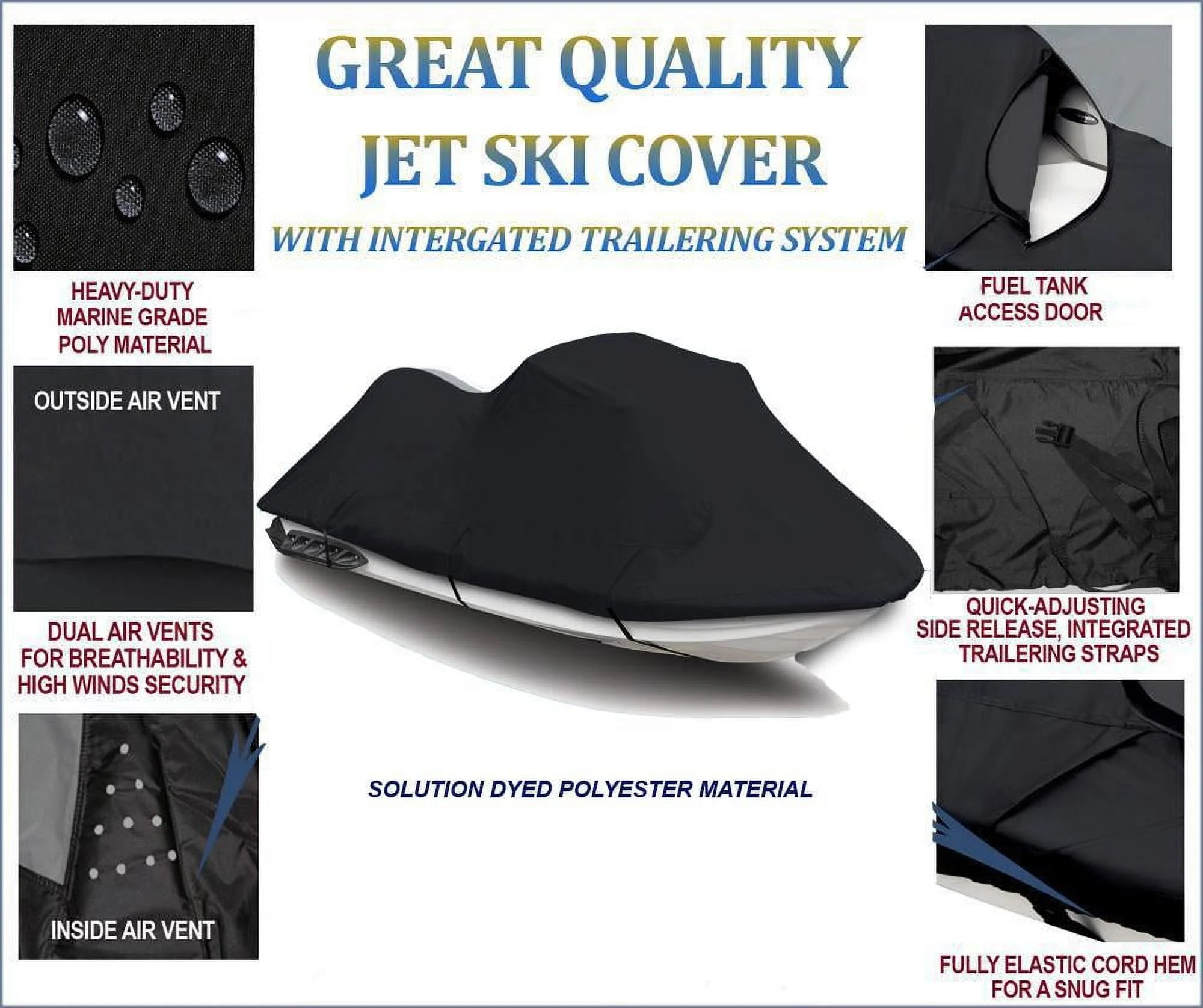 Black 600 Denier JetSki Cover U50433