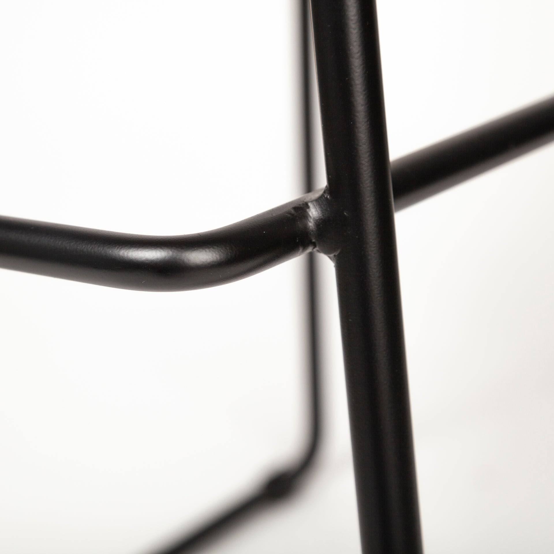 Brown Leather Seat Black Metal Frame Stool I463548