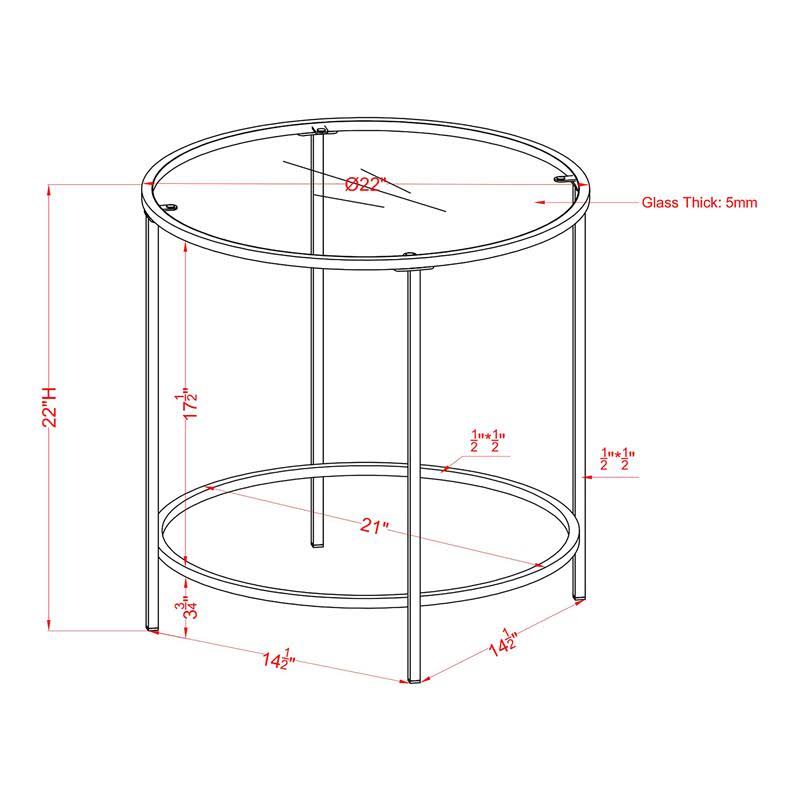 Blue Glass Top Side Table S901655