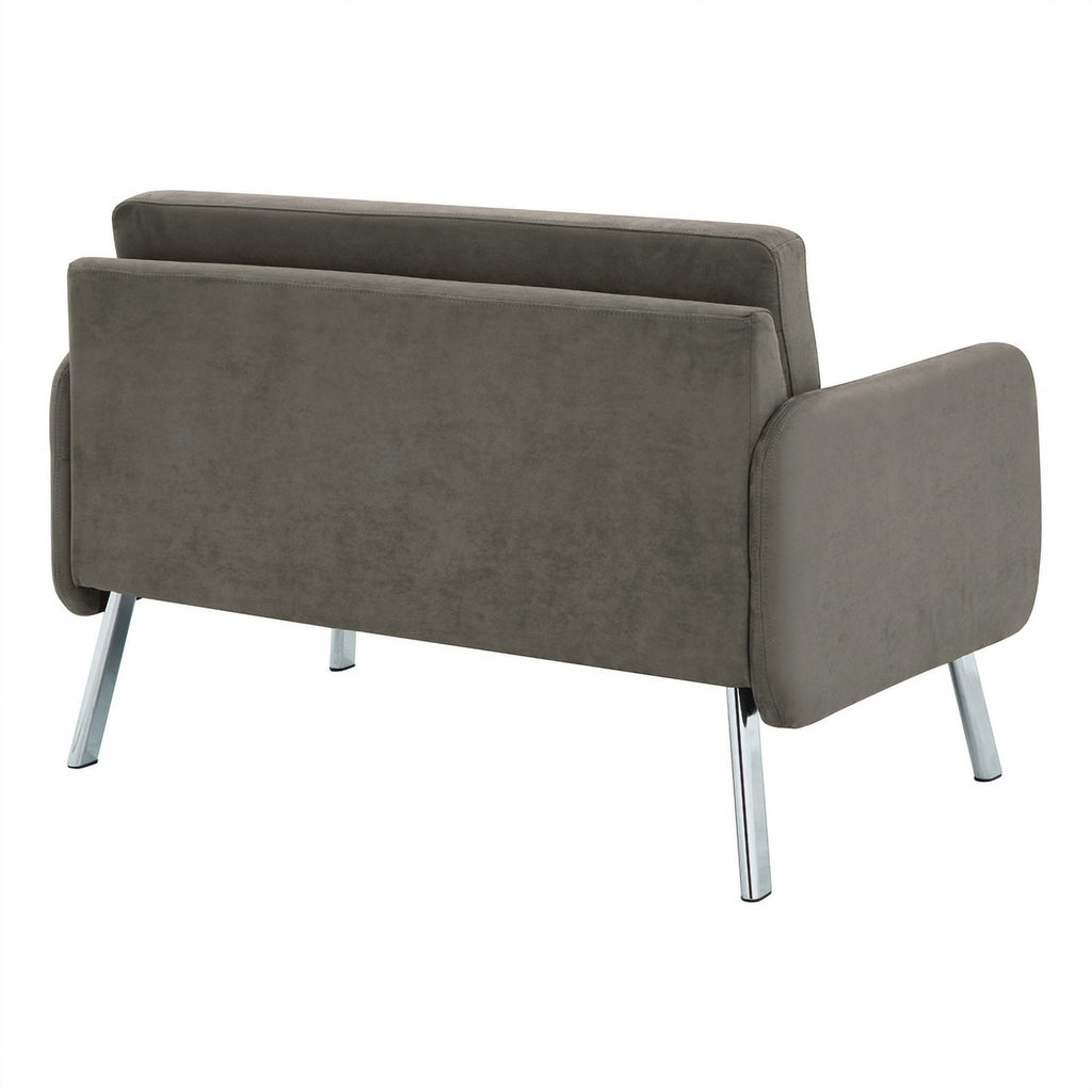 Charcoal Fabric Lounge Loveseat with Chrome Legs Y6629