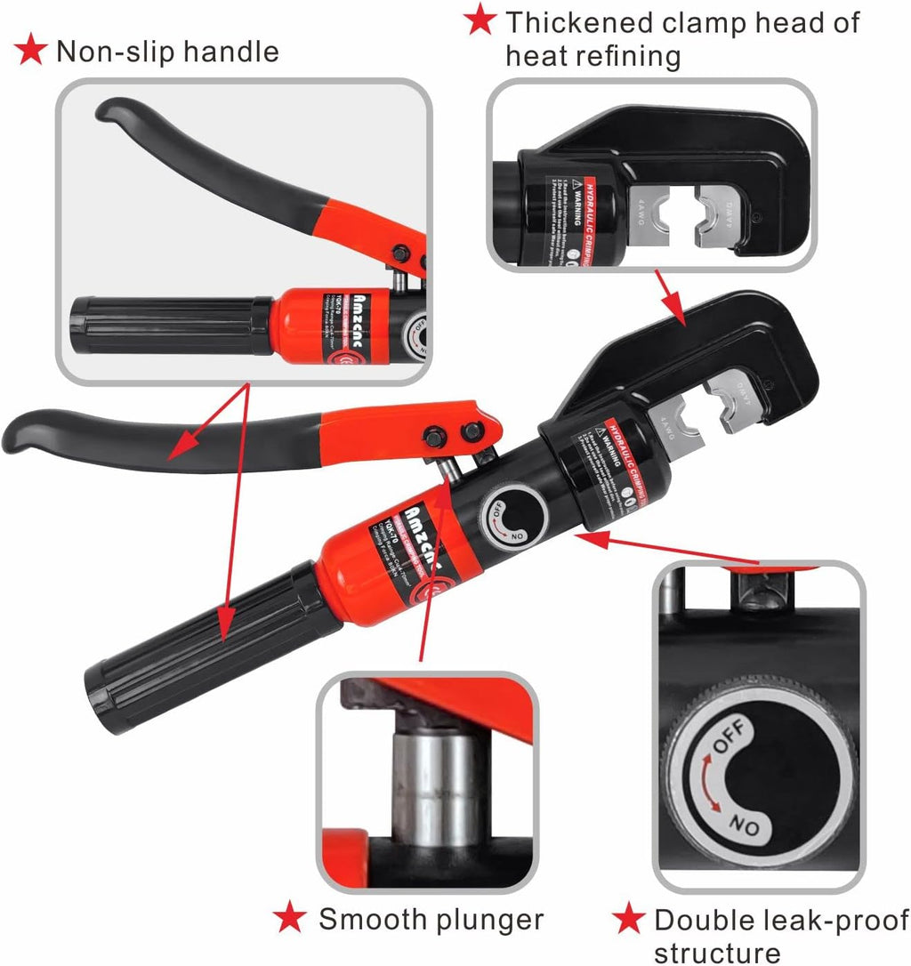 Hydraulic Hand Crimper Tool for Stainless Steel Cable Railing Fittings for 1/16" 1/8" 3/16" 1/4" Cable, 8 Ton, Stainless Steel Cable Cutter Pack of 2 Q224