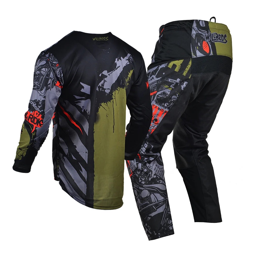 Youth Motocross Jersey Pants Combo Set Brown X7461