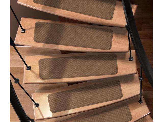Set of 12 Attachable Carpet Stair Treads, Toffee Brown, 8 in. x 23.5 in. K8825