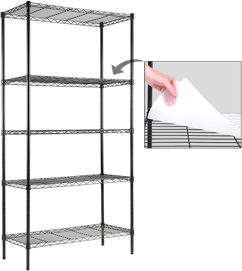 2-Pack 5-Shelf Steel Wire Shelving Unit with Shelf Liners, 150lbs Loading Capacity Per Shelf E1591