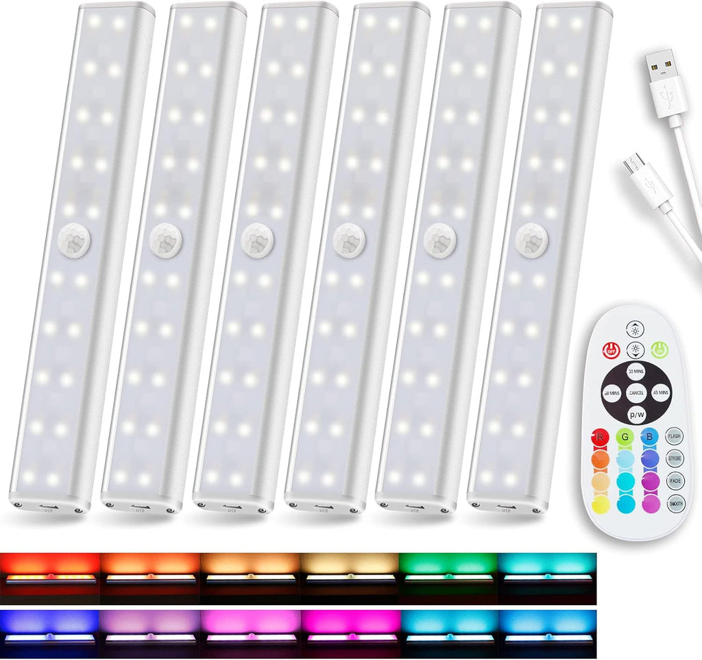 Rechargeable 48-LED Remote Lights, RGB Bar, 6 Pack L850387