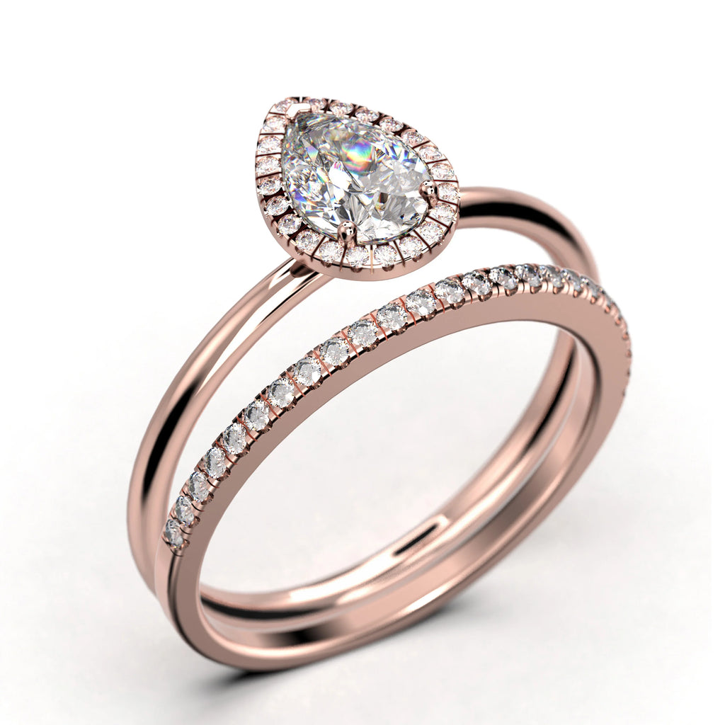 1.75 Carat Pear Cut Moissanite Engagement Ring in 925 Sterling Silver With 18k Rose Gold Plating N266
