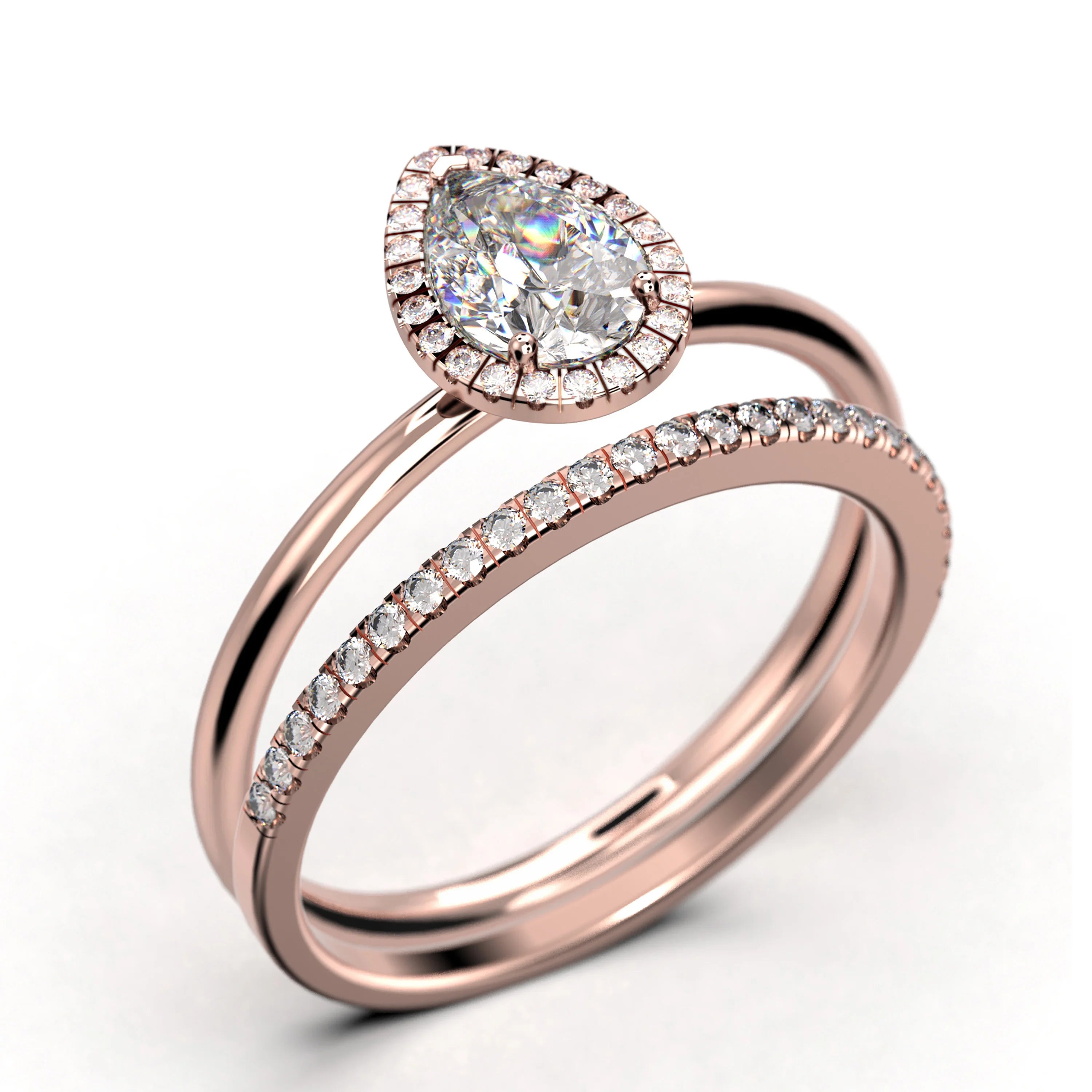 1.75 Carat Pear Cut Moissanite Engagement Ring in 925 Sterling Silver With 18k Rose Gold Plating N266