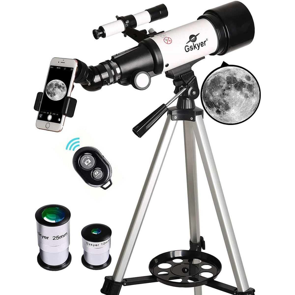 70mm Aperture 400mm AZ Mount Refracting Telescope with Carry Bag Q9369