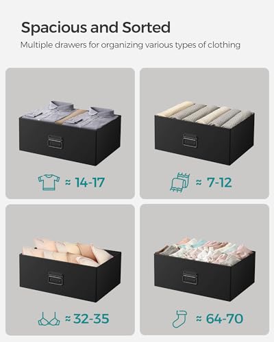 Rustic Brown and Black 7 Drawer Steel Frame Fabric Dresser D812