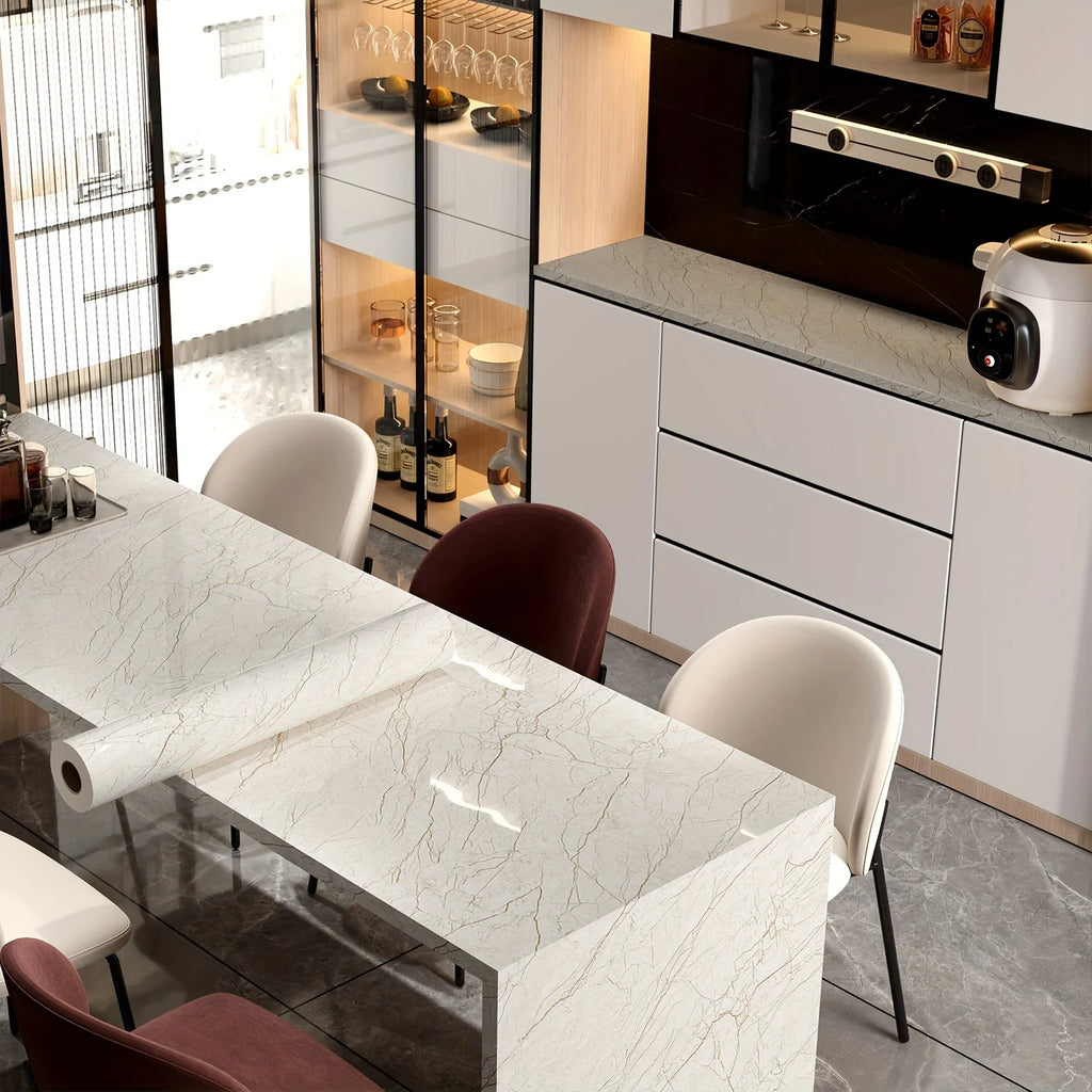 Glossy Film Marble Wallpaper Peel And Stick Y334