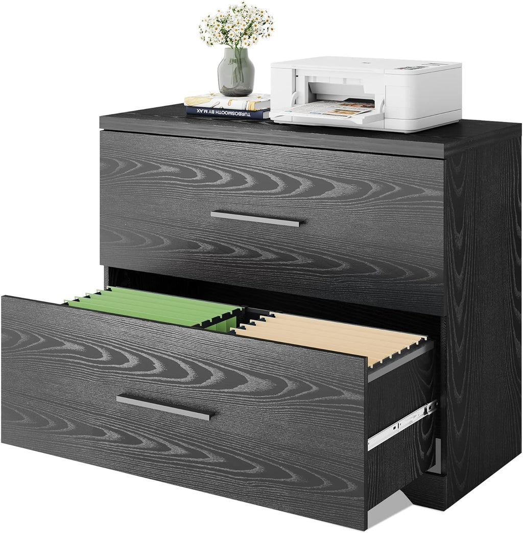 Gray Oak 2 Drawer Wood Lateral File Cabinet E697