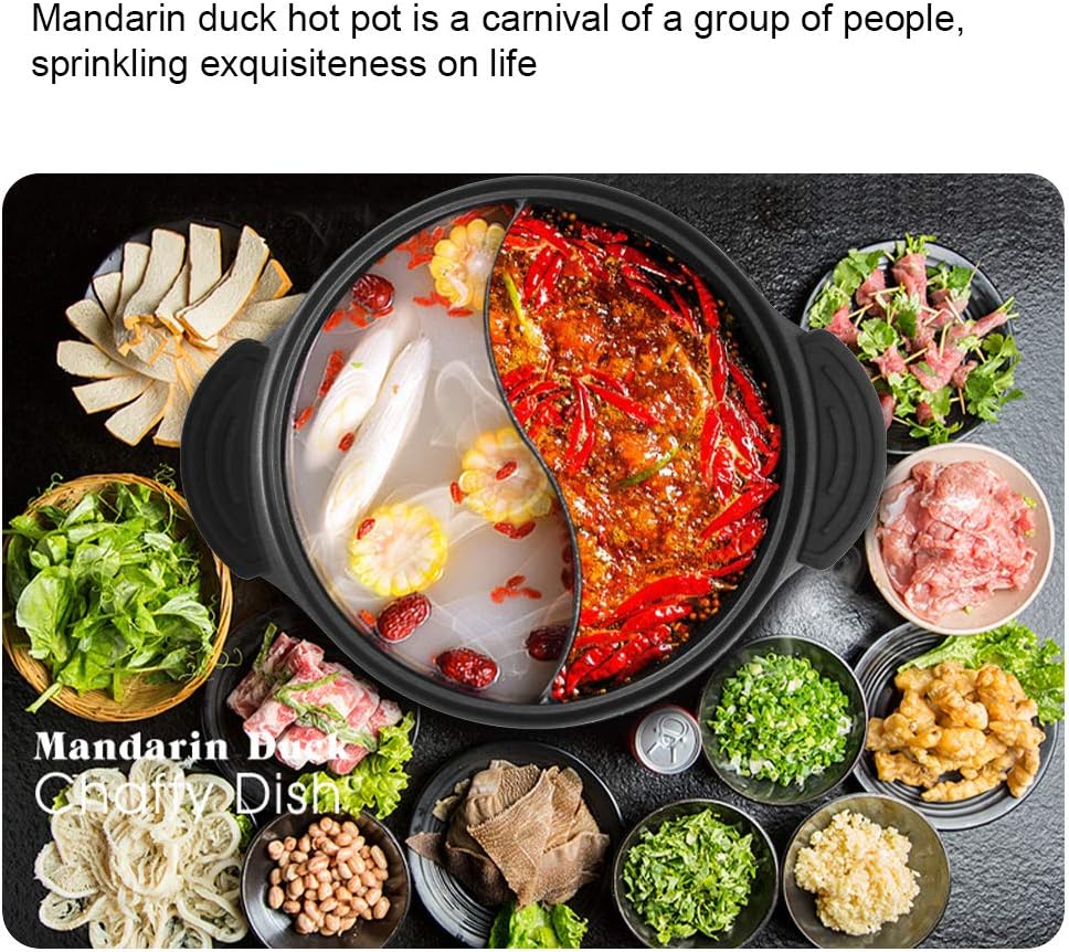 11 Inch White Non-Stick Shabu Shabu Pot with Divider O541