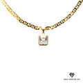 14K Bonded Gold Mariner Chain Necklace with Diamond Charm and Gift Box/Bag F3435