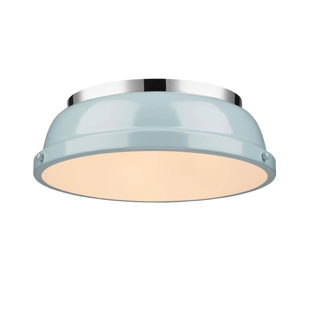Two Light Flush Mount Seafoam Glass Chrome B334753