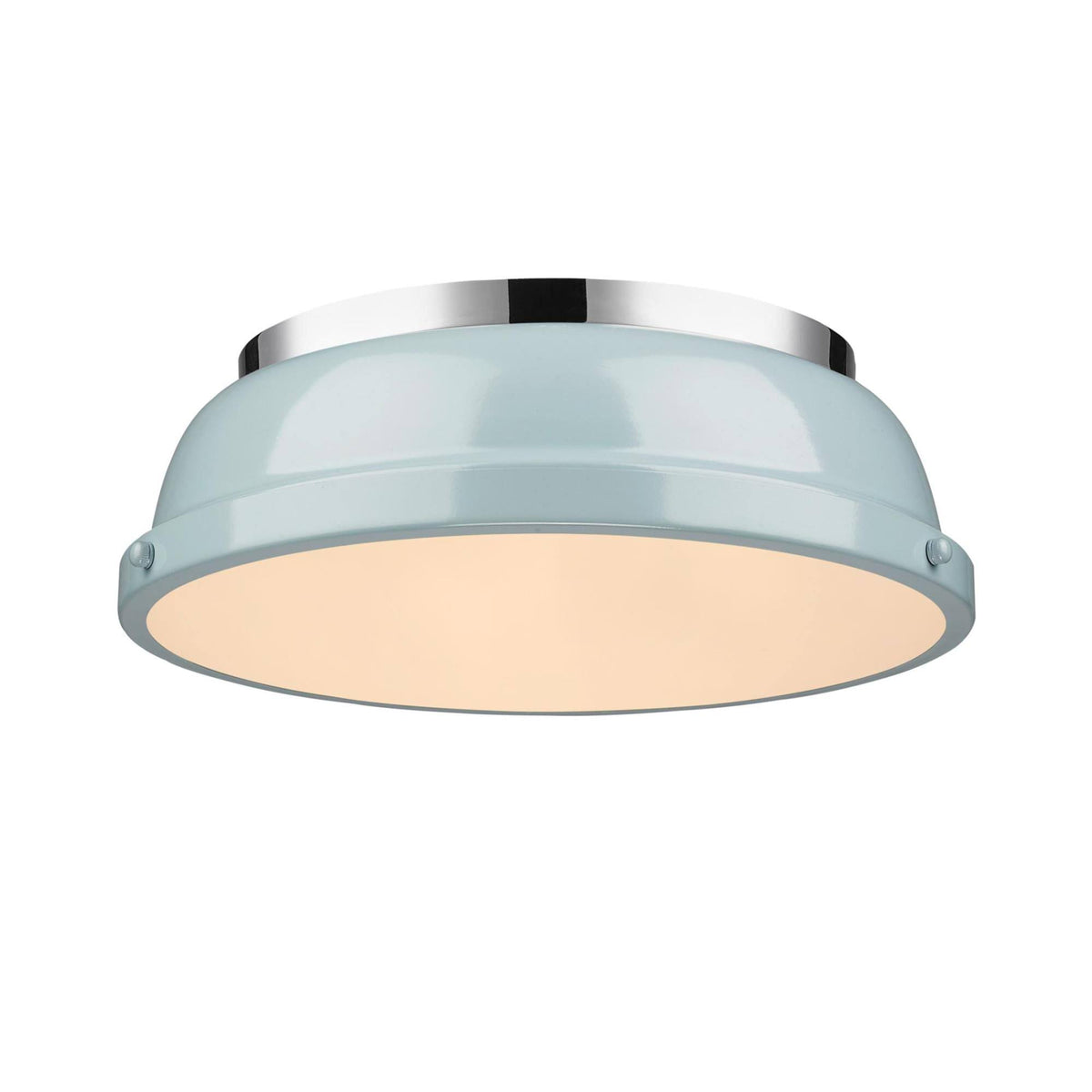 Two Light Flush Mount Seafoam Glass Chrome B334753