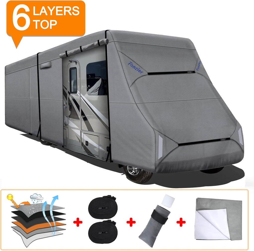 Heavy Duty RV Cover for 26’-29’ Motorhome with 2Pcs Extra Straps Y48634