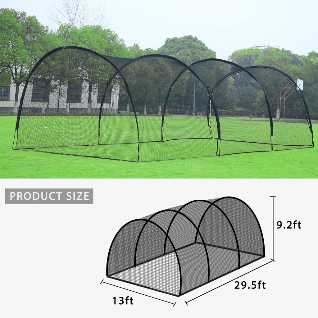 Baseball Batting Cage Net with Frame, 29.5 x 13 x 9 ft P929