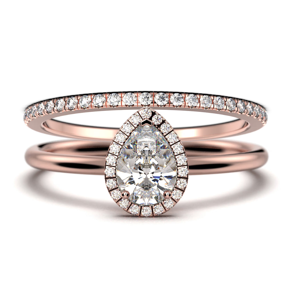 1.75 Carat Pear Cut Moissanite Engagement Ring in 925 Sterling Silver With 18k Rose Gold Plating N266