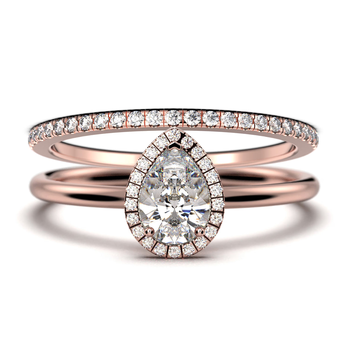 1.75 Carat Pear Cut Moissanite Engagement Ring in 925 Sterling Silver With 18k Rose Gold Plating N266