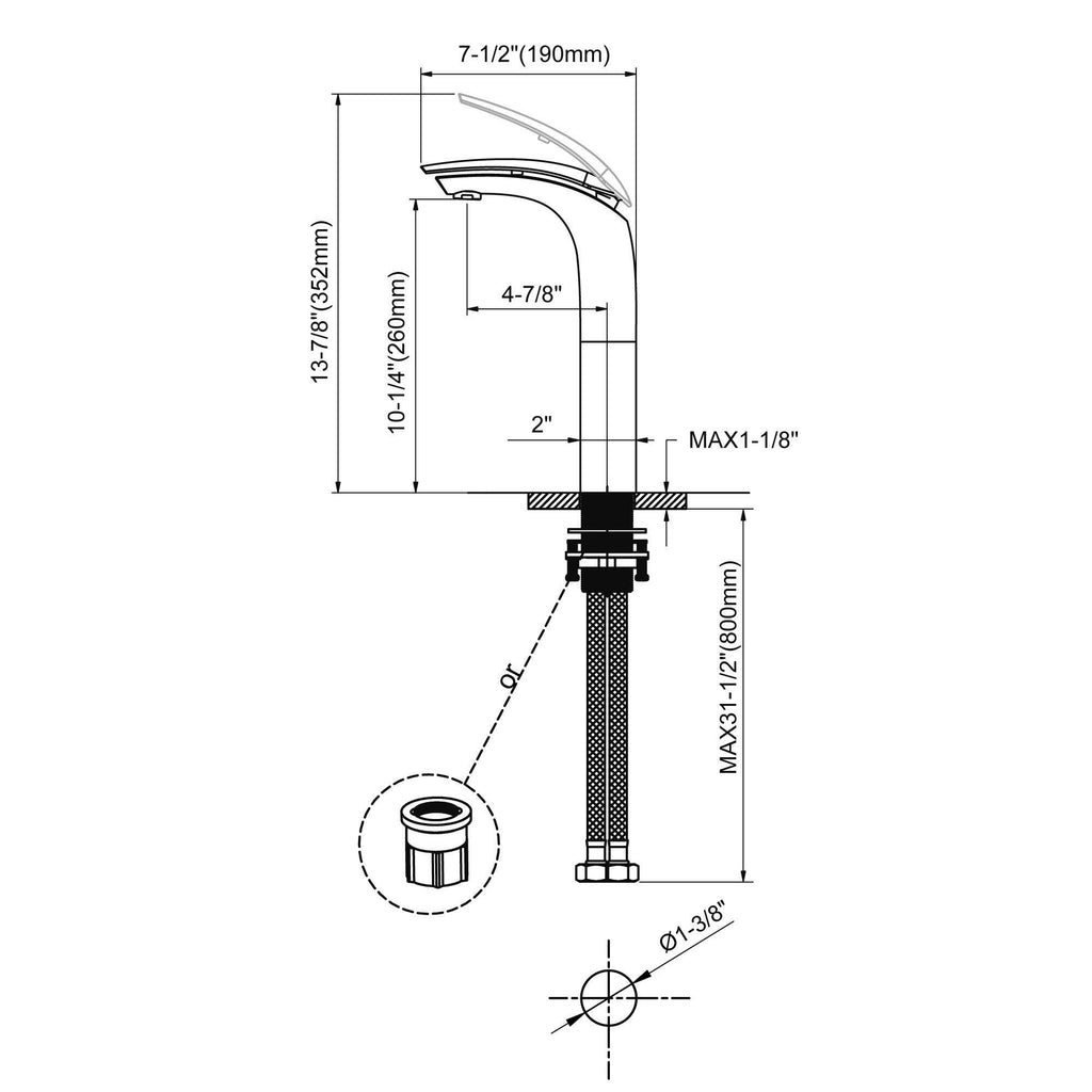 Chrome Single Handle Vessel Bathroom Faucet G986582