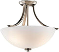 3 Light Semi Flush with Satin Etched Cased Opal Glass in Brushed Pewter W4088