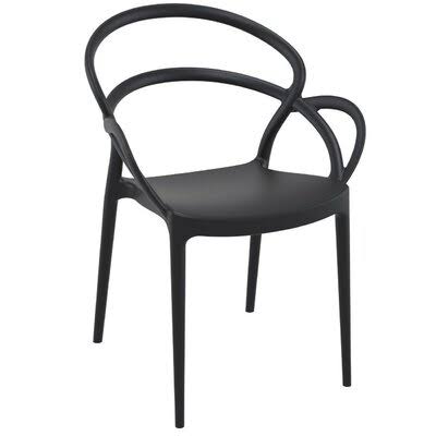 Black Stacking Patio Dining Armchair (Set of 2) B869396