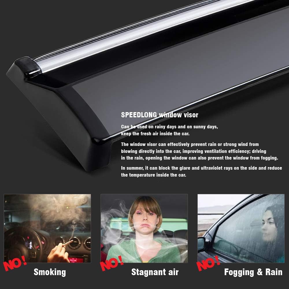 Car Window Visor Vent Shade Deflector Sun/Rain Guard Pack of 2 J60927