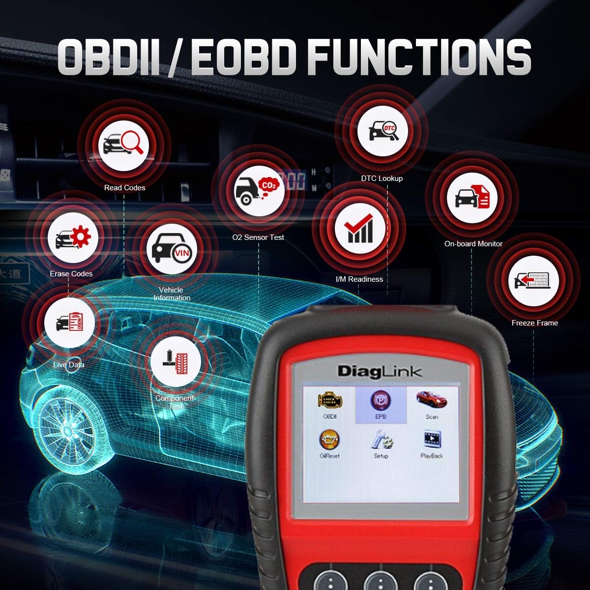 OBD2 Code Reader Diagnostic Tool for ABS, SRS, Engine, Transmission Z8312