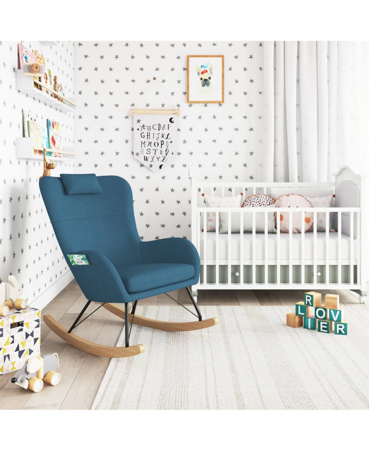 Gray Rocker Chair with Storage Pockets H594