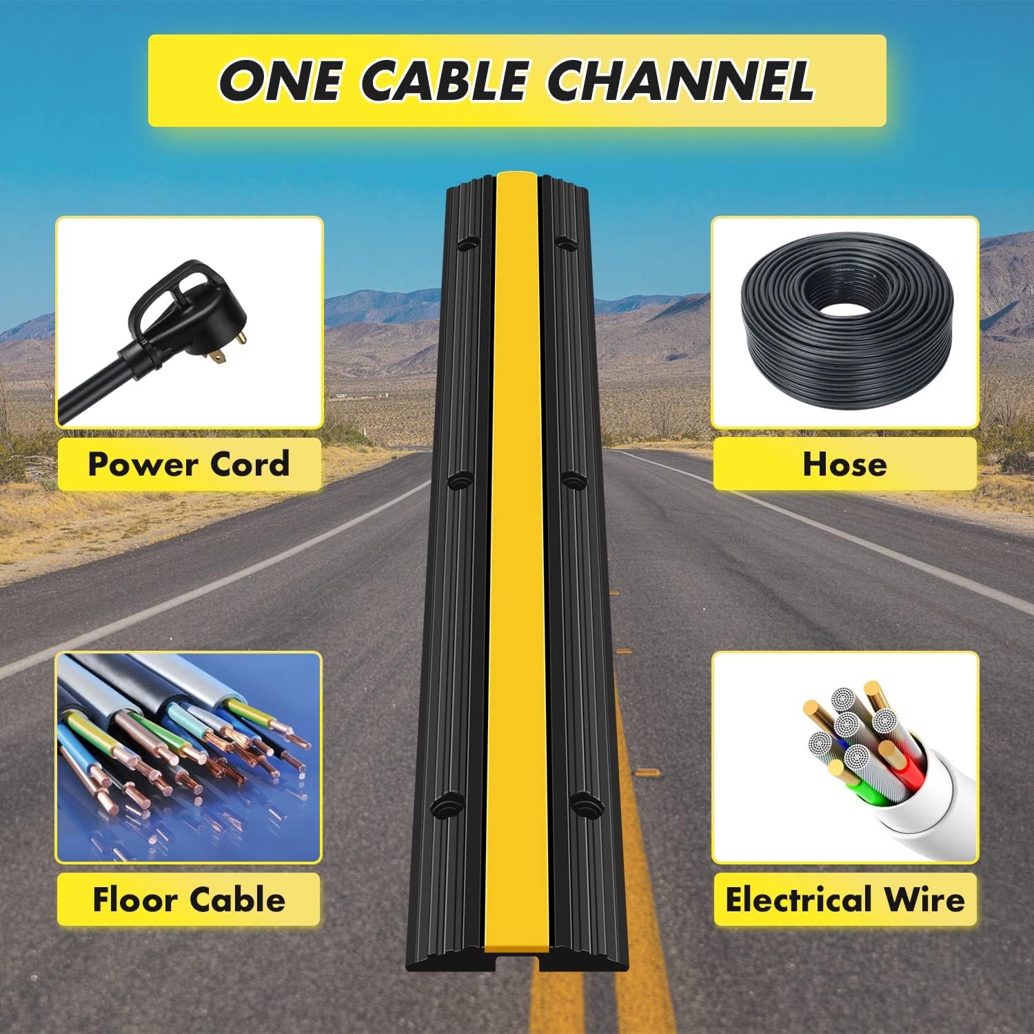 4 Pack Rubber Cable Protector Ramp Heavy Duty Speed Bumps X4502