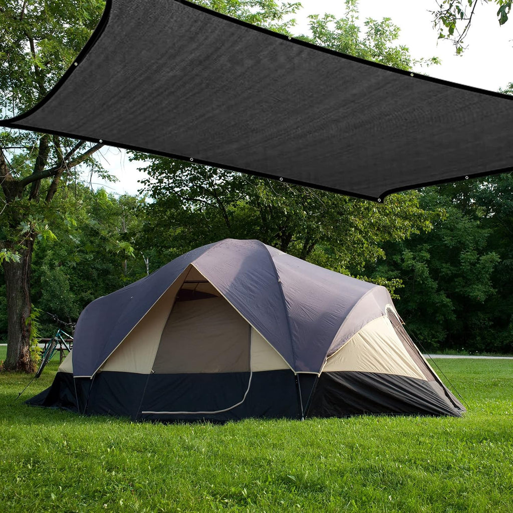 70% Heavy-Duty Mesh Tarp 8ftx16ft Black Shade Cloth Pack of 2 Q558348