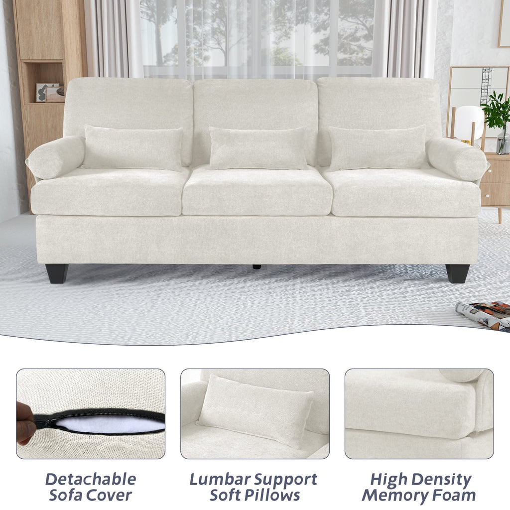 82" 3-seat Deep Seat Sofa with 3 Soft Pillows Z9426