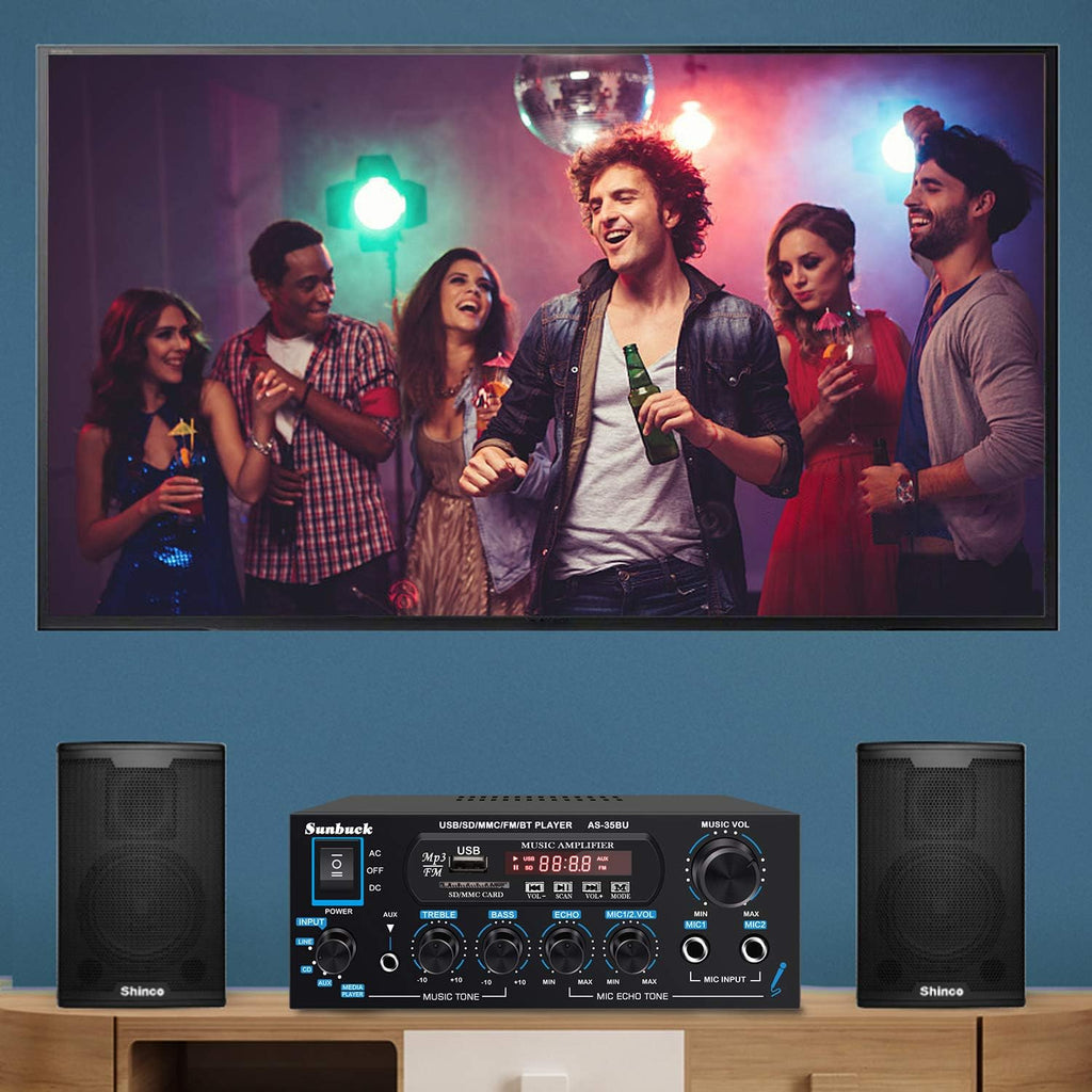 200W Dual Channel Bluetooth Stereo Amplifier Receiver with USB FM Radio Remote Control J638932
