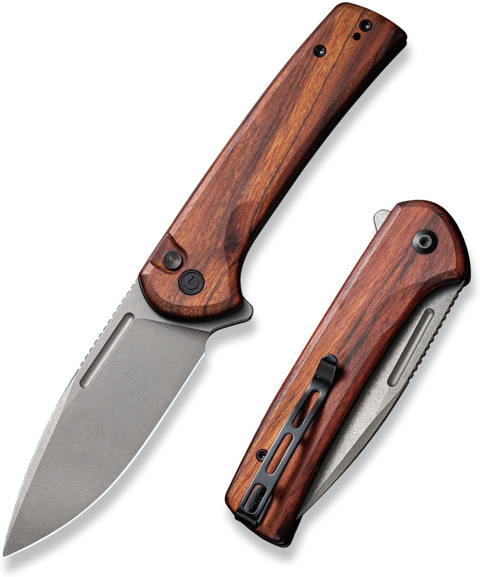 Black Micarta Button Lock Folding Knife Q92488