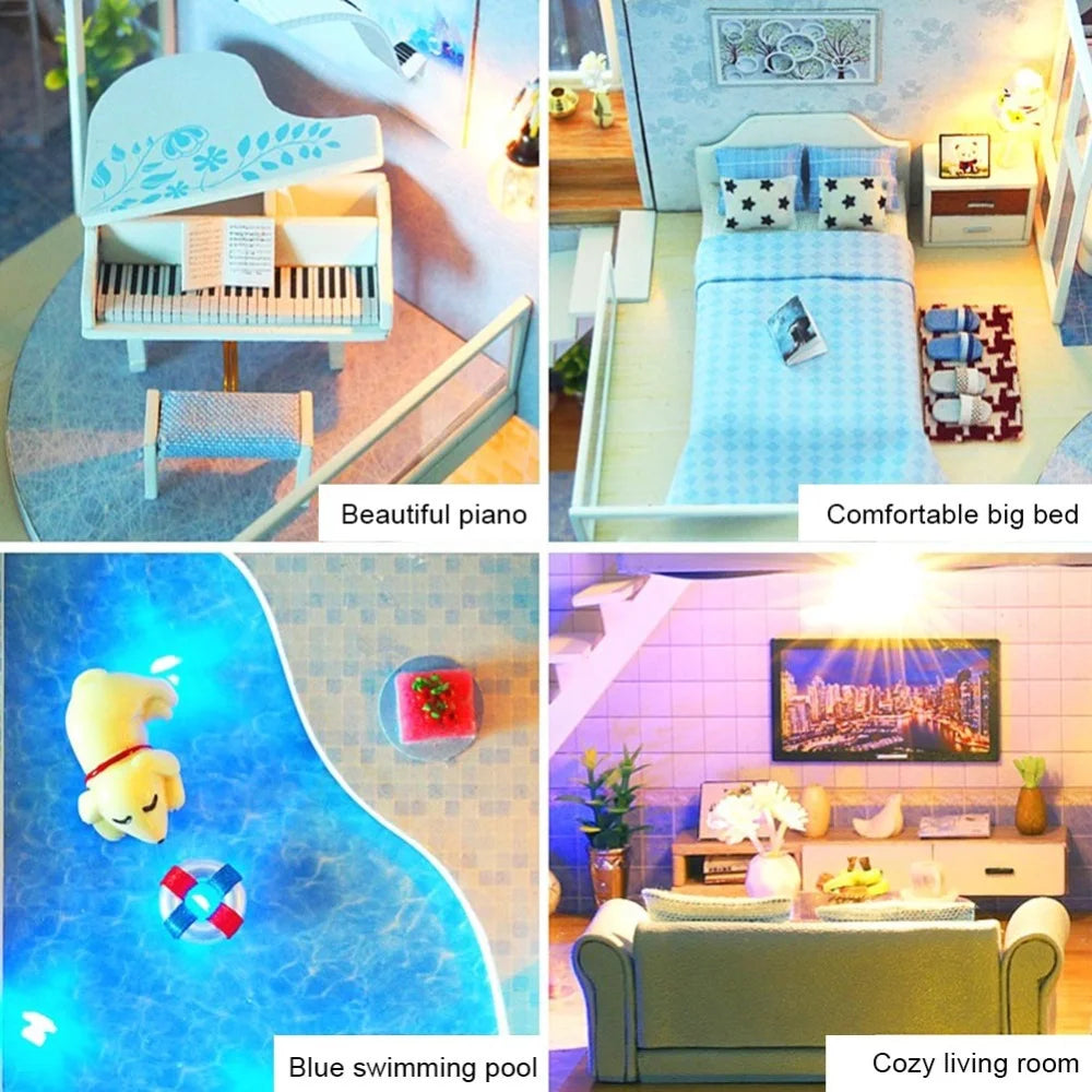DIY Cottage Art House Handmade Mini House Model with LED Assembled Toy Puzzle S712556