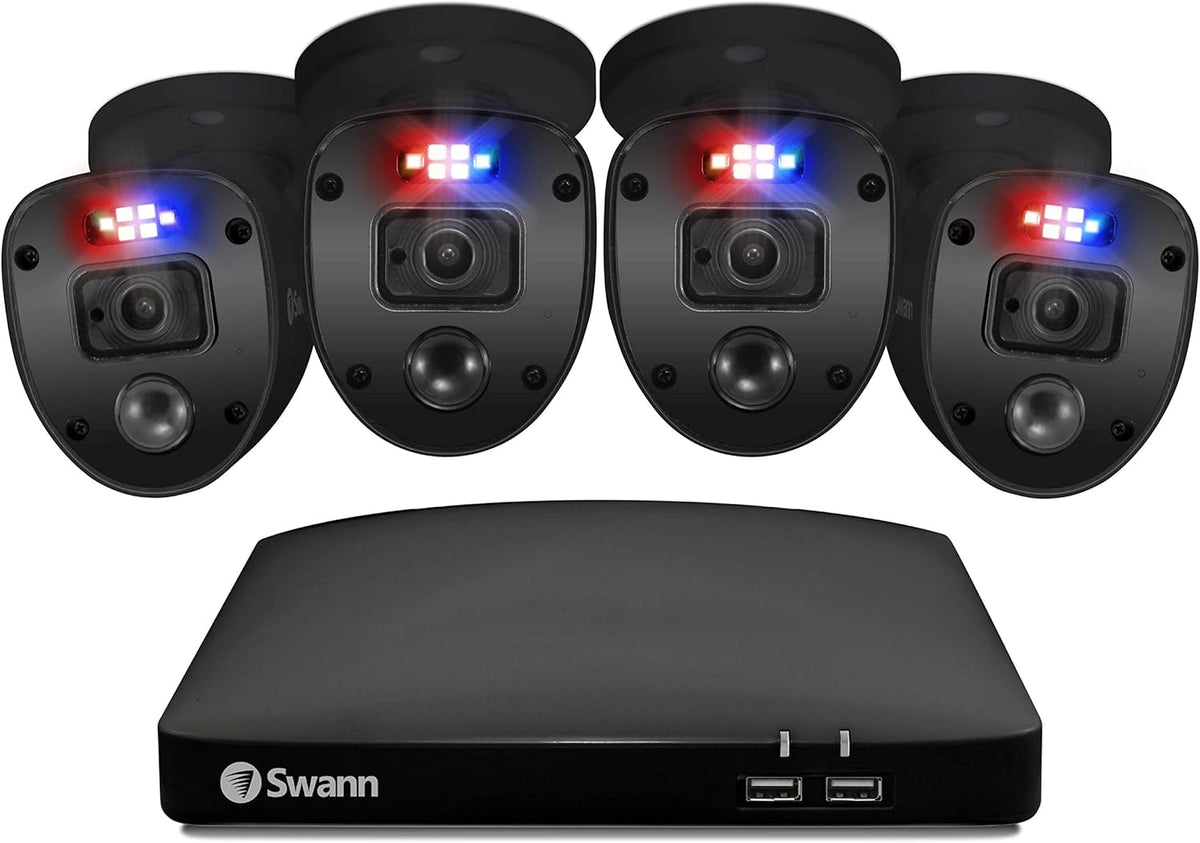 Black 8 Channel 4 Cameras DVR CCTV Security Camera System J27581