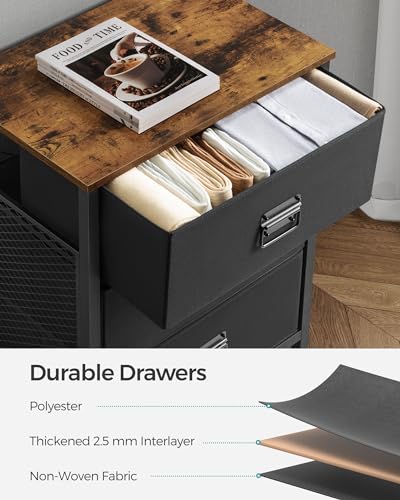 Rustic Brown and Black 7 Drawer Steel Frame Fabric Dresser D812