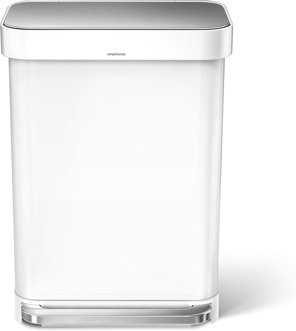 55 Liter White Stainless Steel Kitchen Step Trash Can F2191