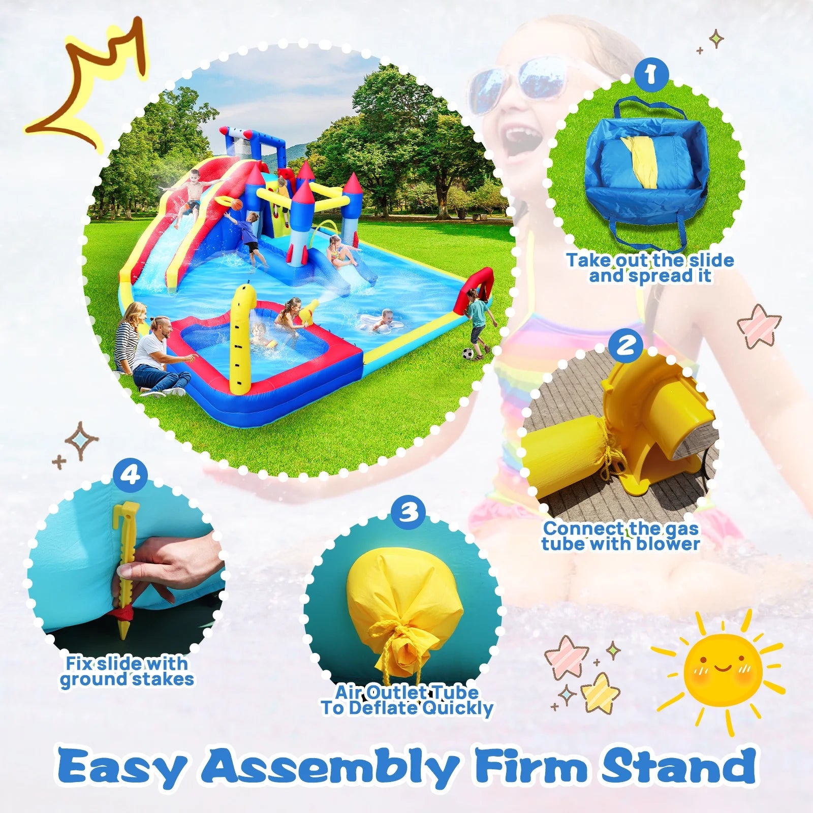 10 in1 Inflatable Water Park with Splash Pool R639038